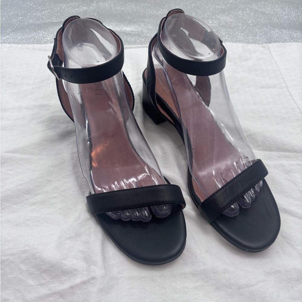 J. Jill Black Ariane Block Heel Ankle Strap Leather in Black Size 9